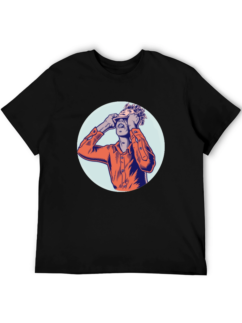 Graphic Tee with Man Peeling Face Design