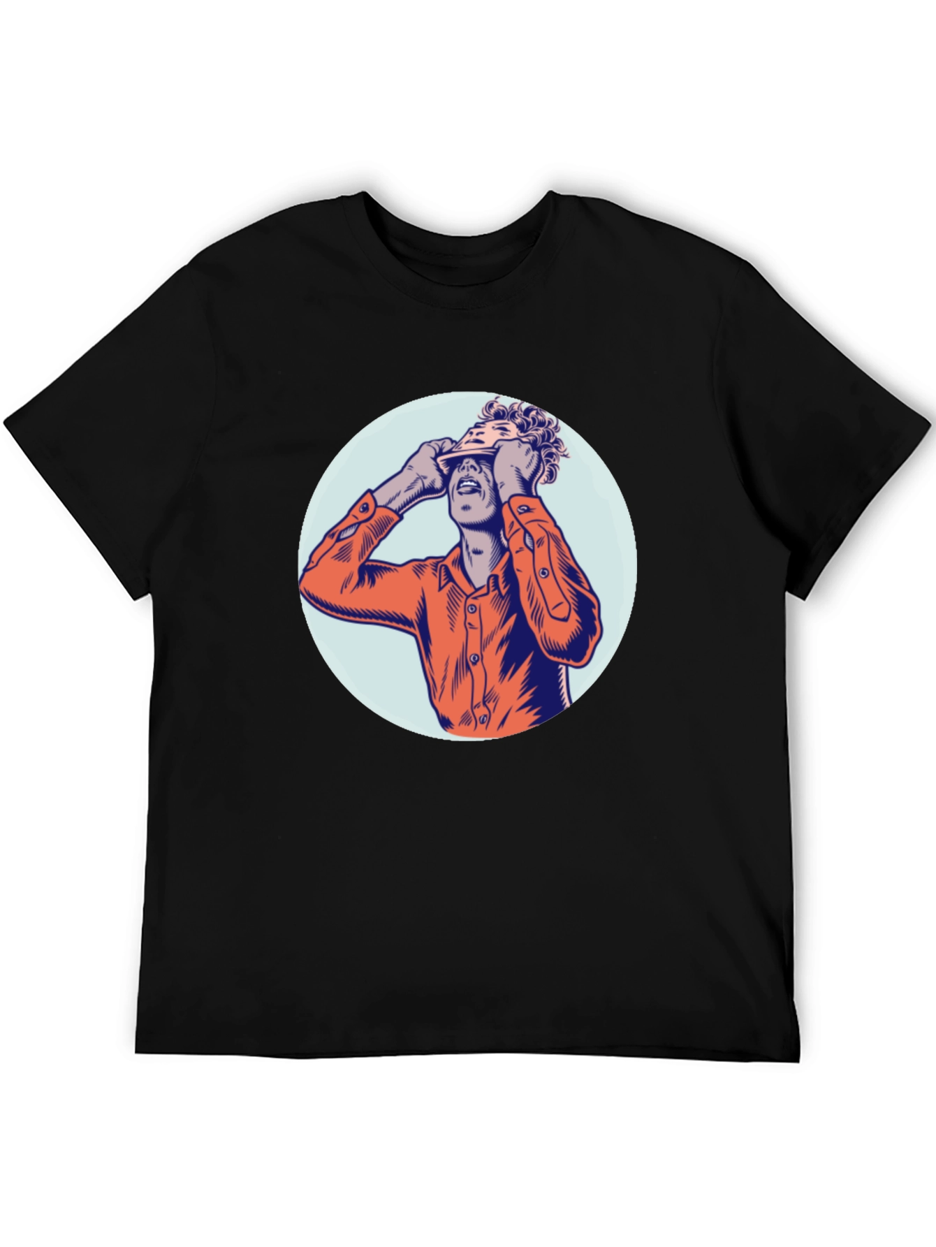 Graphic Tee with Man Peeling Face Design