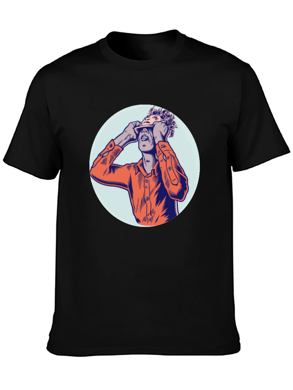 Graphic Tee with Man Peeling Face Design
