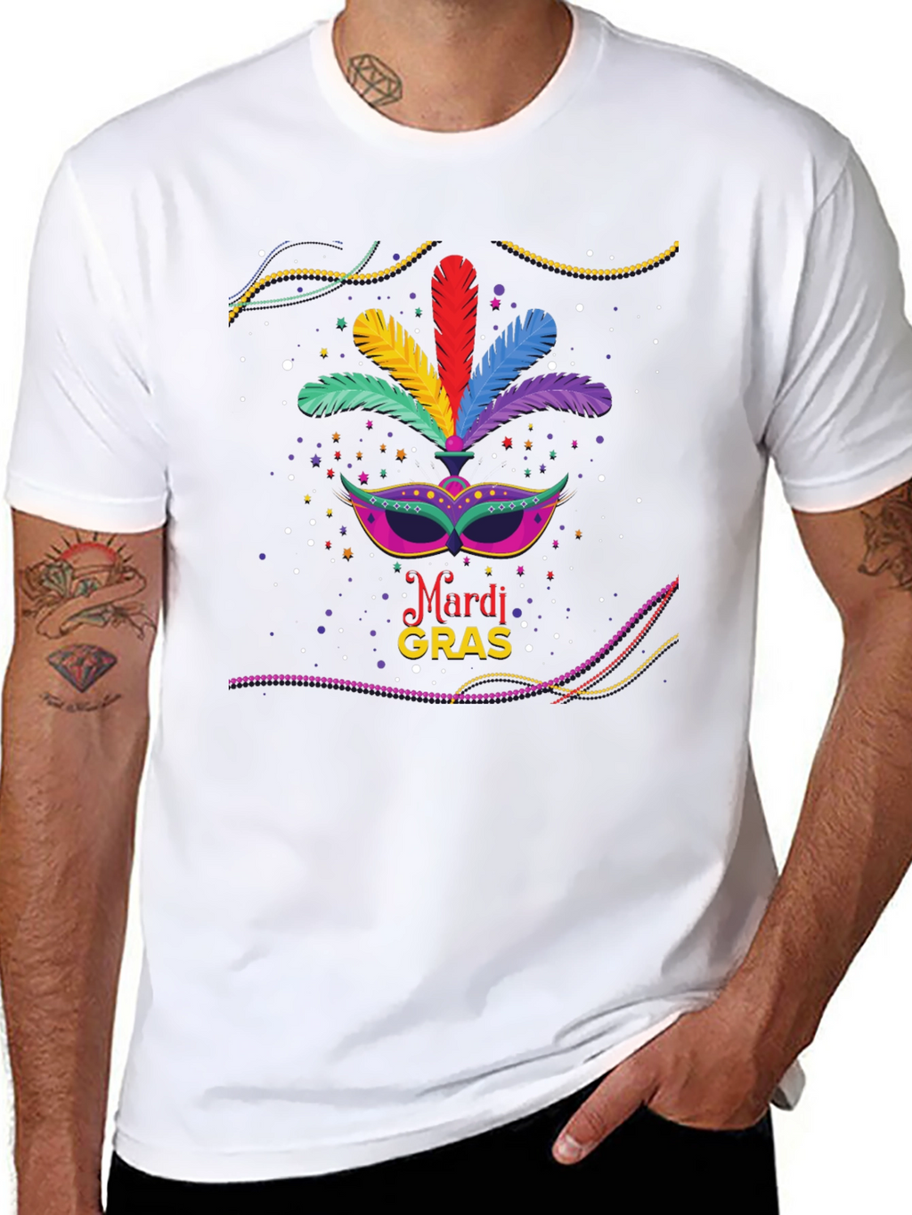 Mardi Gras Mask Graphic T-Shirt