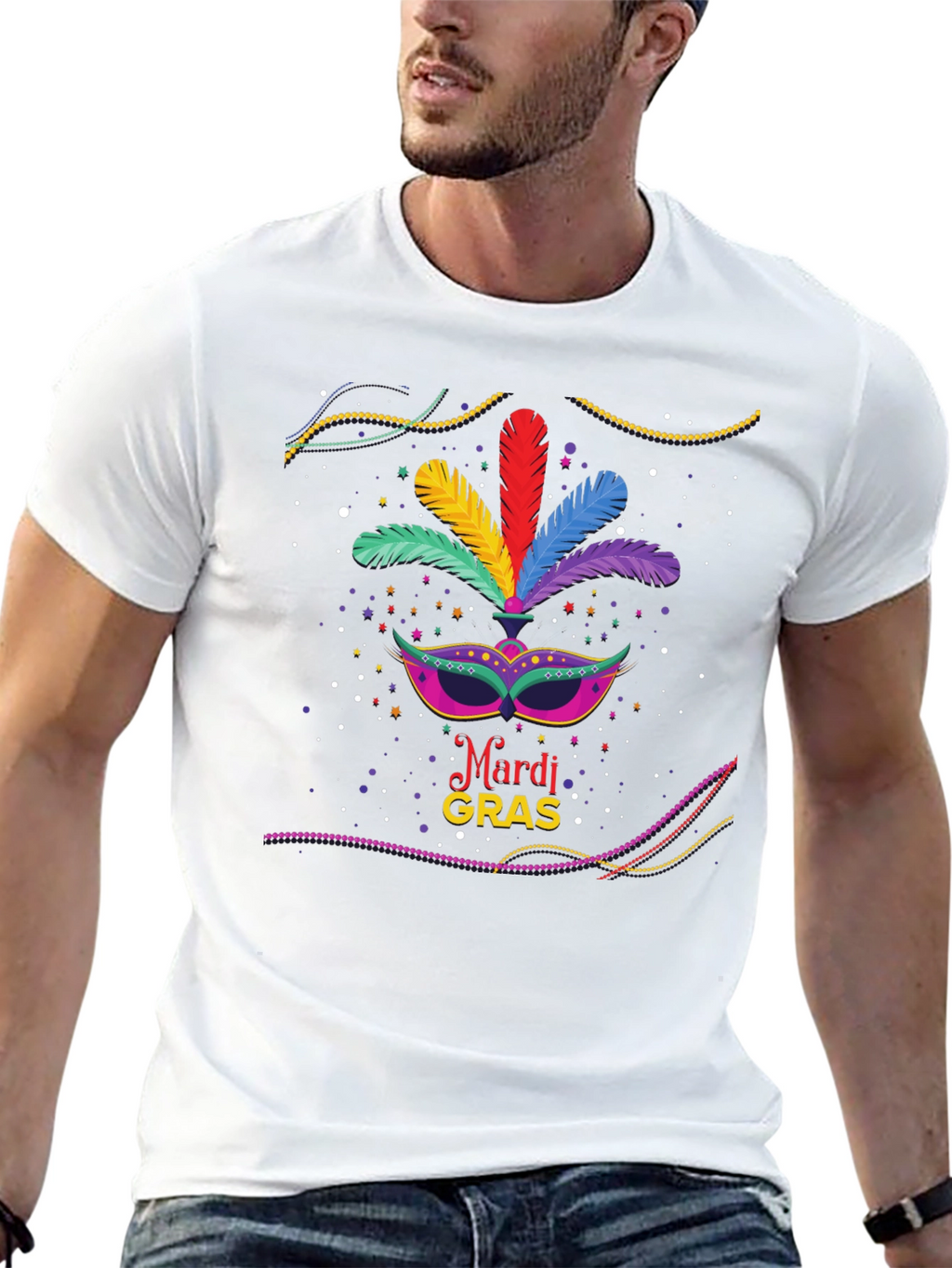 Mardi Gras Mask Graphic T-Shirt