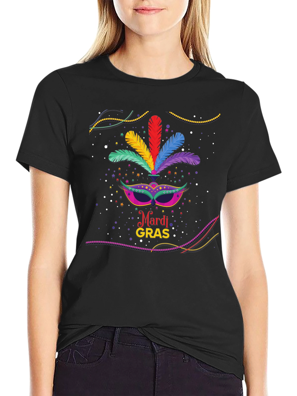 Mardi Gras Mask Graphic T-Shirt