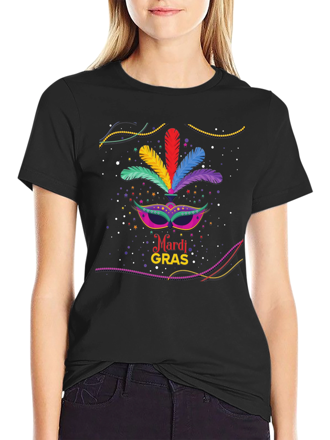 Mardi Gras Mask Graphic T-Shirt