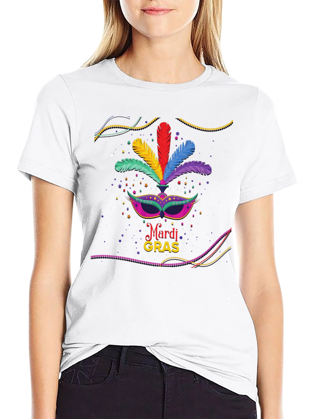 Mardi Gras Mask Graphic T-Shirt
