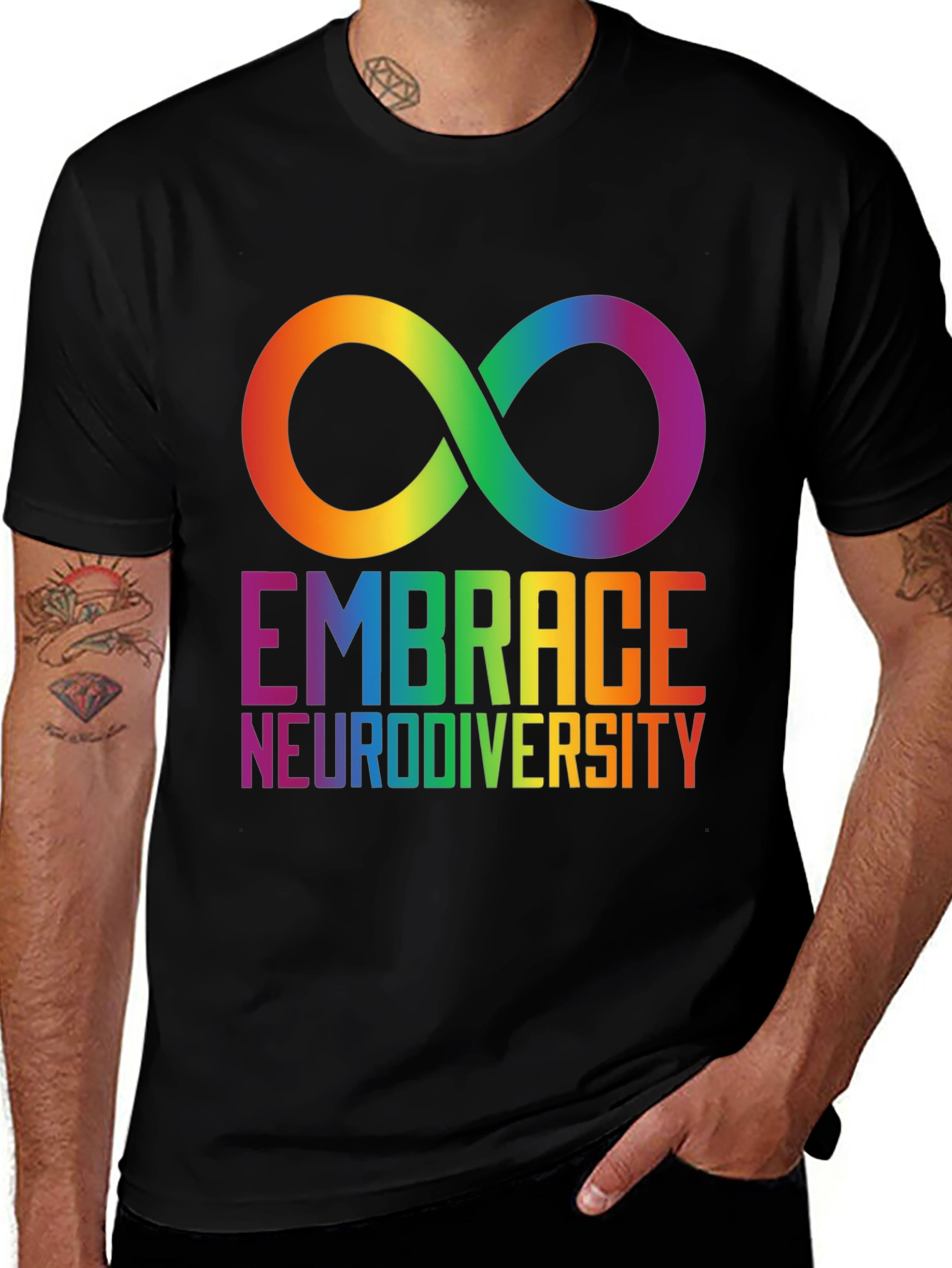 Embrace Neurodiversity Rainbow Infinity Symbol T-Shirt