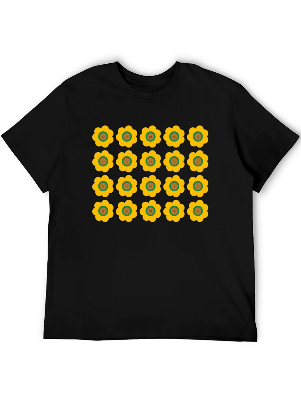 Retro Floral Print Black T-Shirt