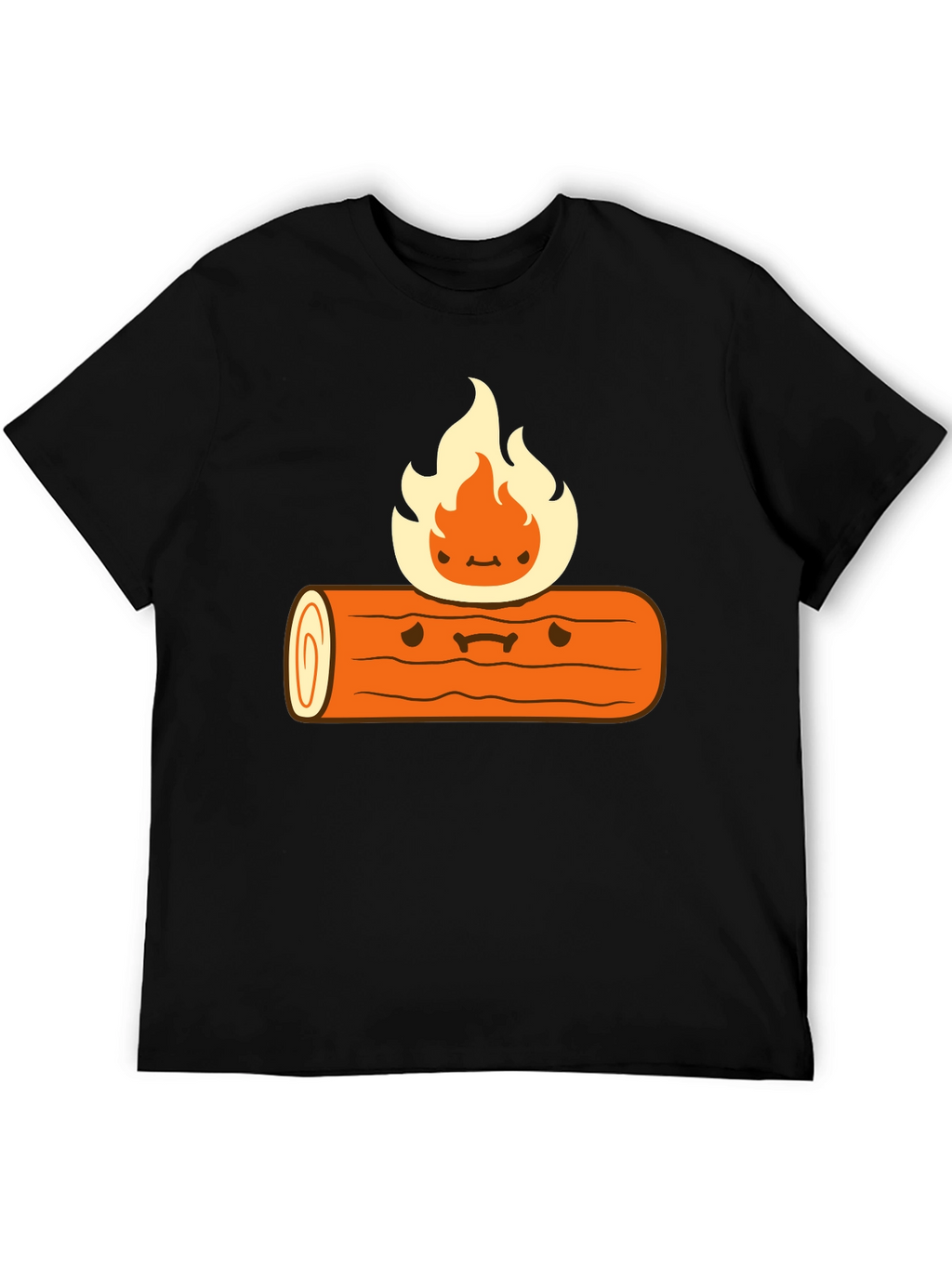 Cartoon Campfire Black T-Shirt
