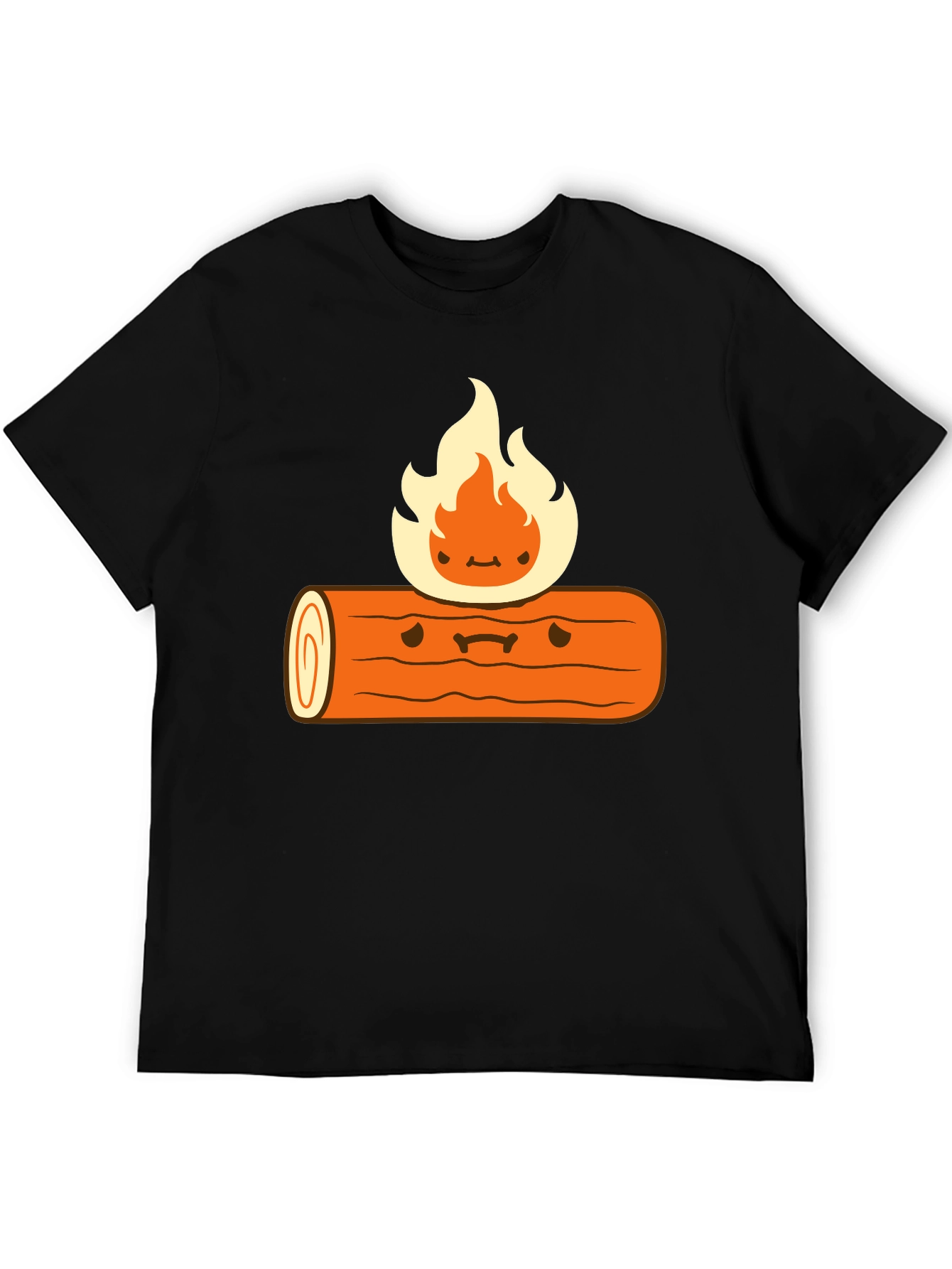 Cartoon Campfire Black T-Shirt