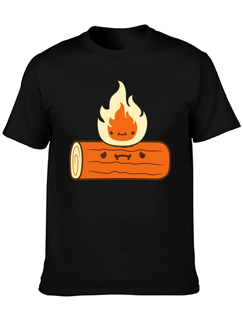 Cartoon Campfire Black T-Shirt