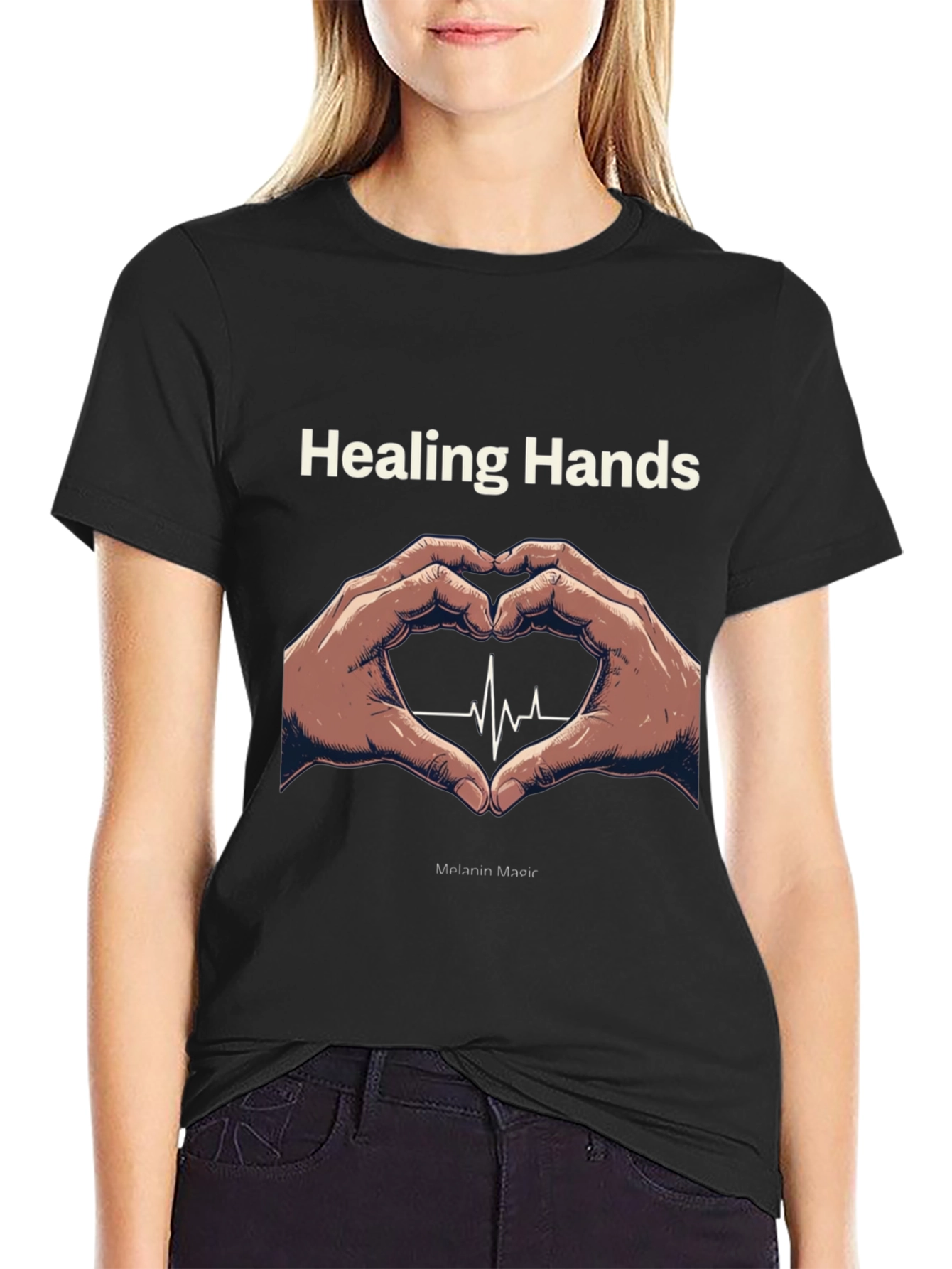 Healing Hands Heartbeat T-Shirt - Melanin Magic