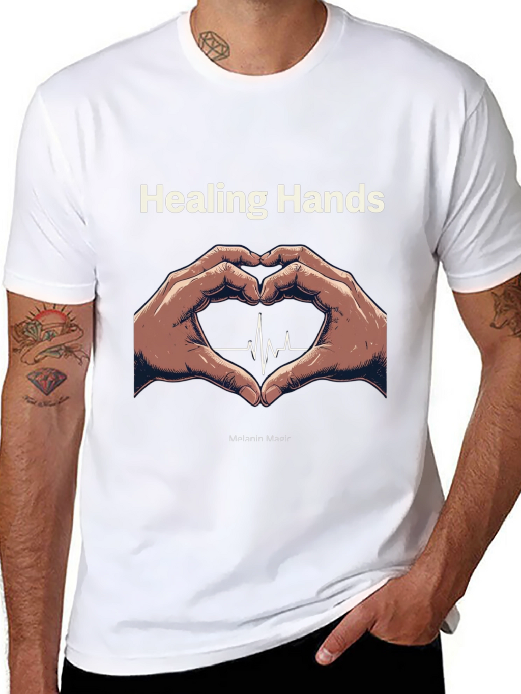 Healing Hands Heartbeat T-Shirt - Melanin Magic