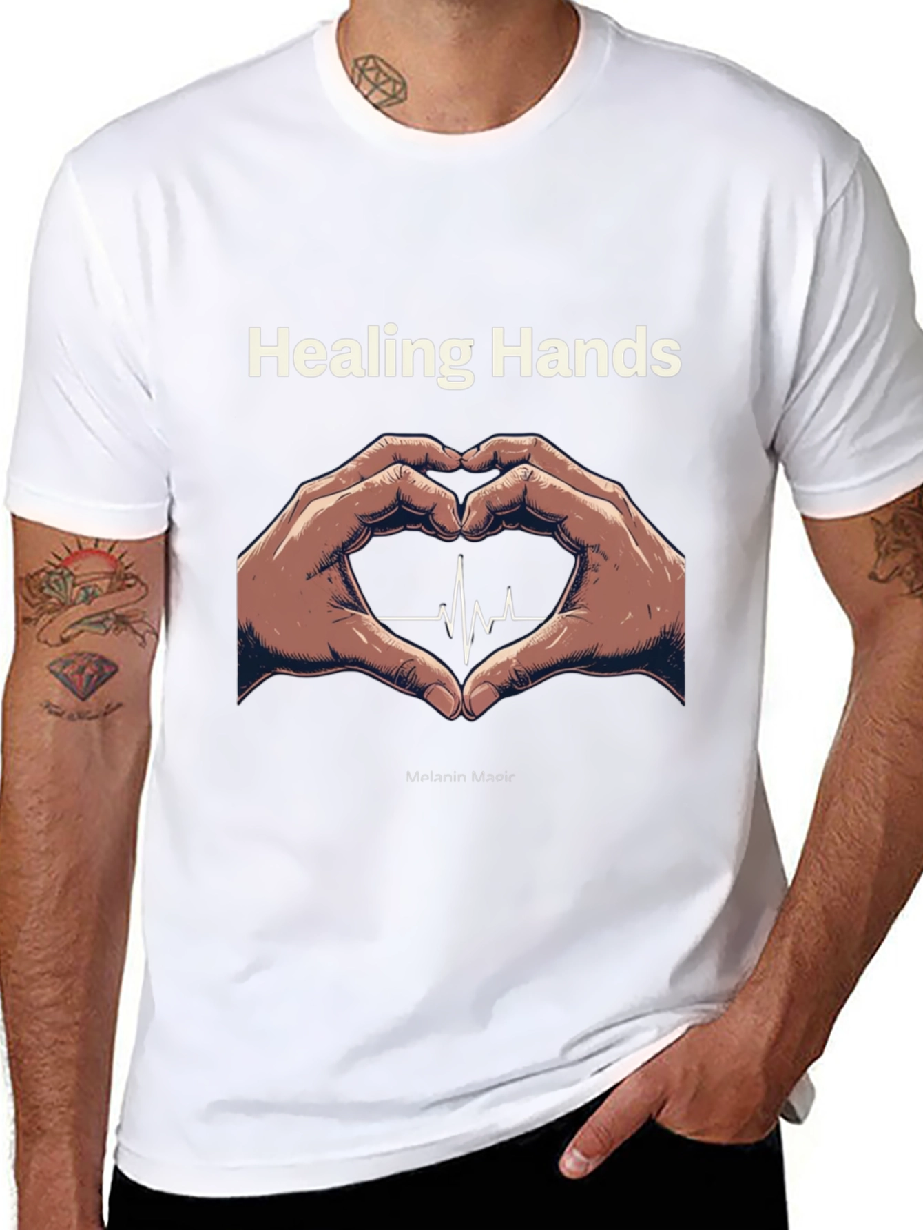 Healing Hands Heartbeat T-Shirt - Melanin Magic