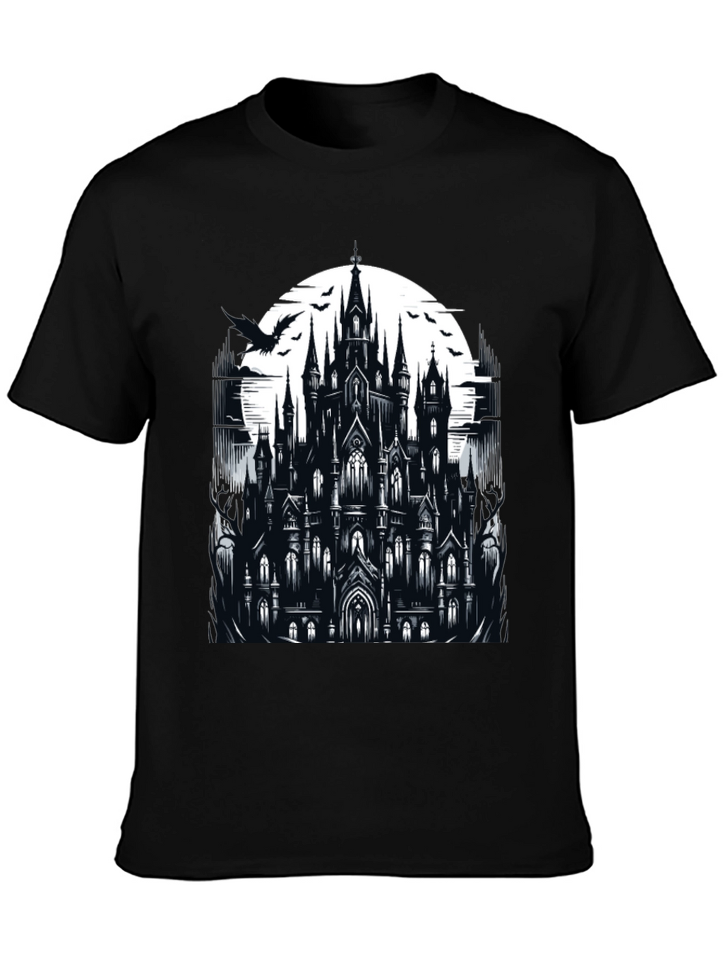 Gothic Castle Graphic Tee - Dark Fantasy T-Shirt