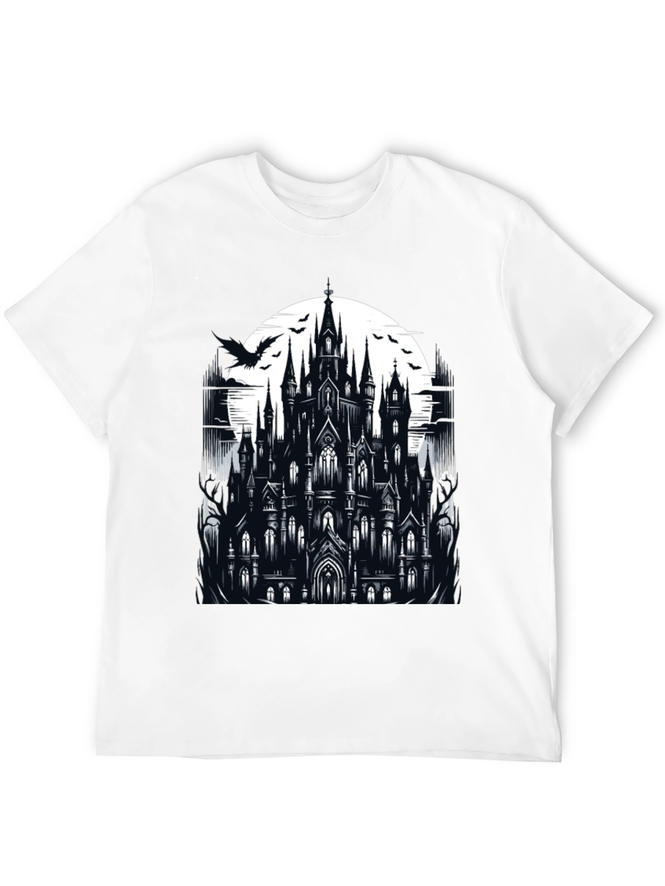 Gothic Castle Graphic Tee - Dark Fantasy T-Shirt
