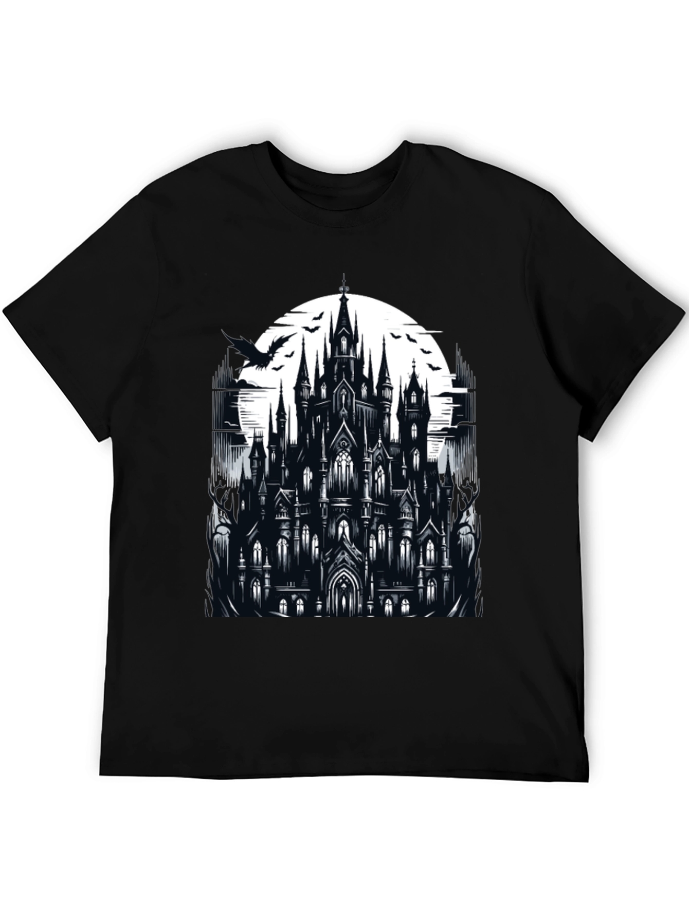 Gothic Castle Graphic Tee - Dark Fantasy T-Shirt