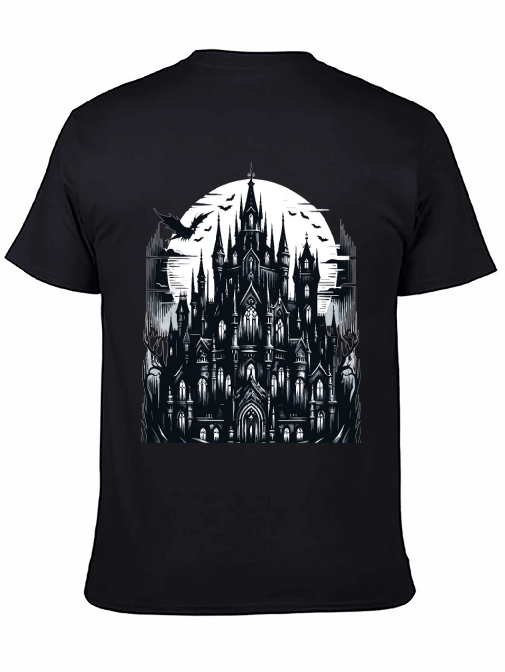 Gothic Castle Graphic Tee - Dark Fantasy T-Shirt