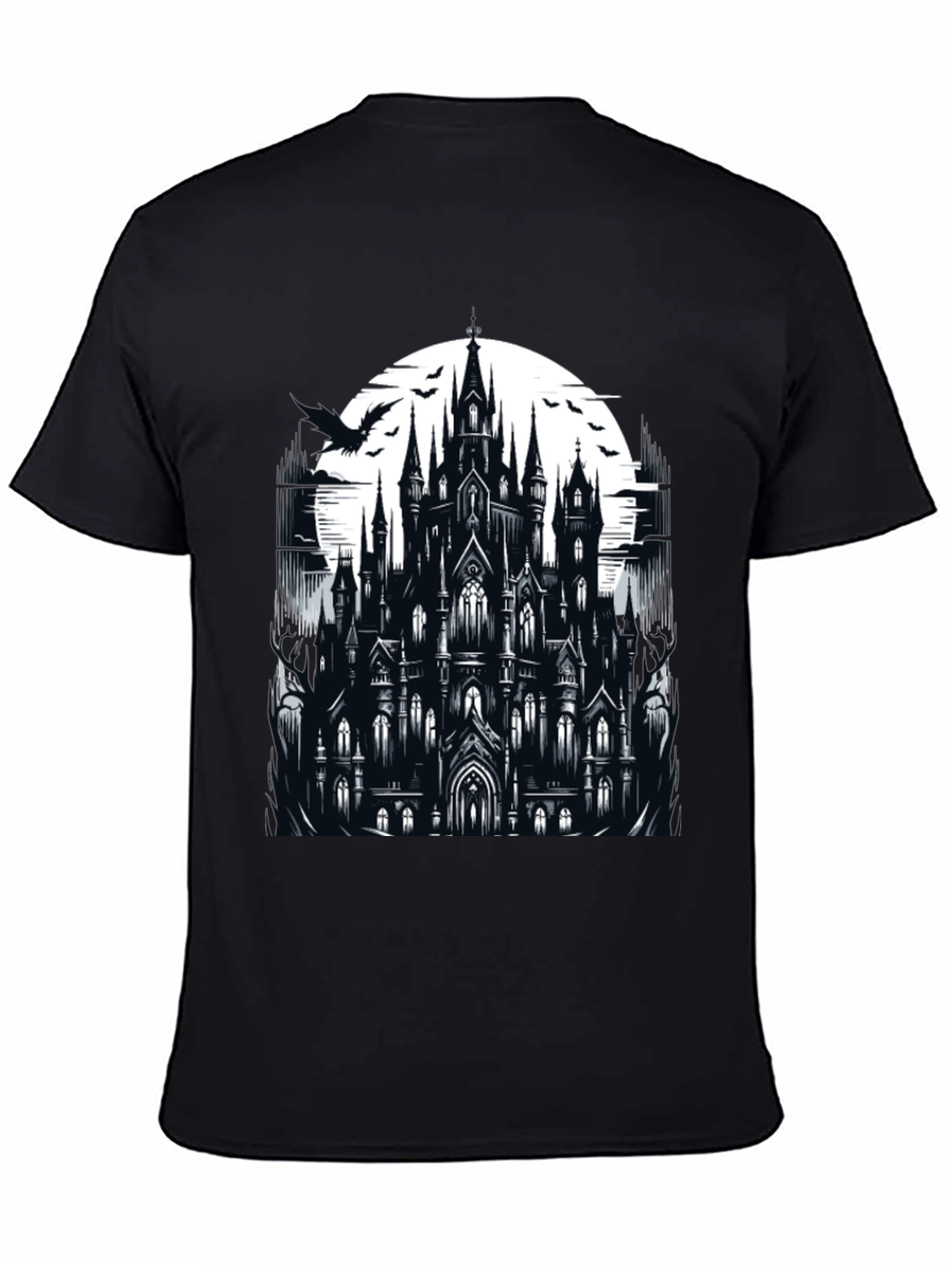 Gothic Castle Graphic Tee - Dark Fantasy T-Shirt
