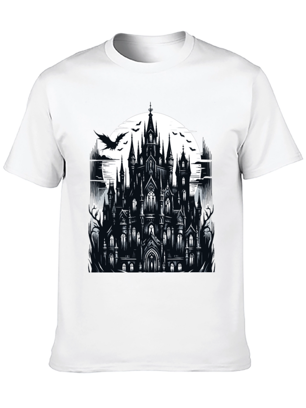 Gothic Castle Graphic Tee - Dark Fantasy T-Shirt