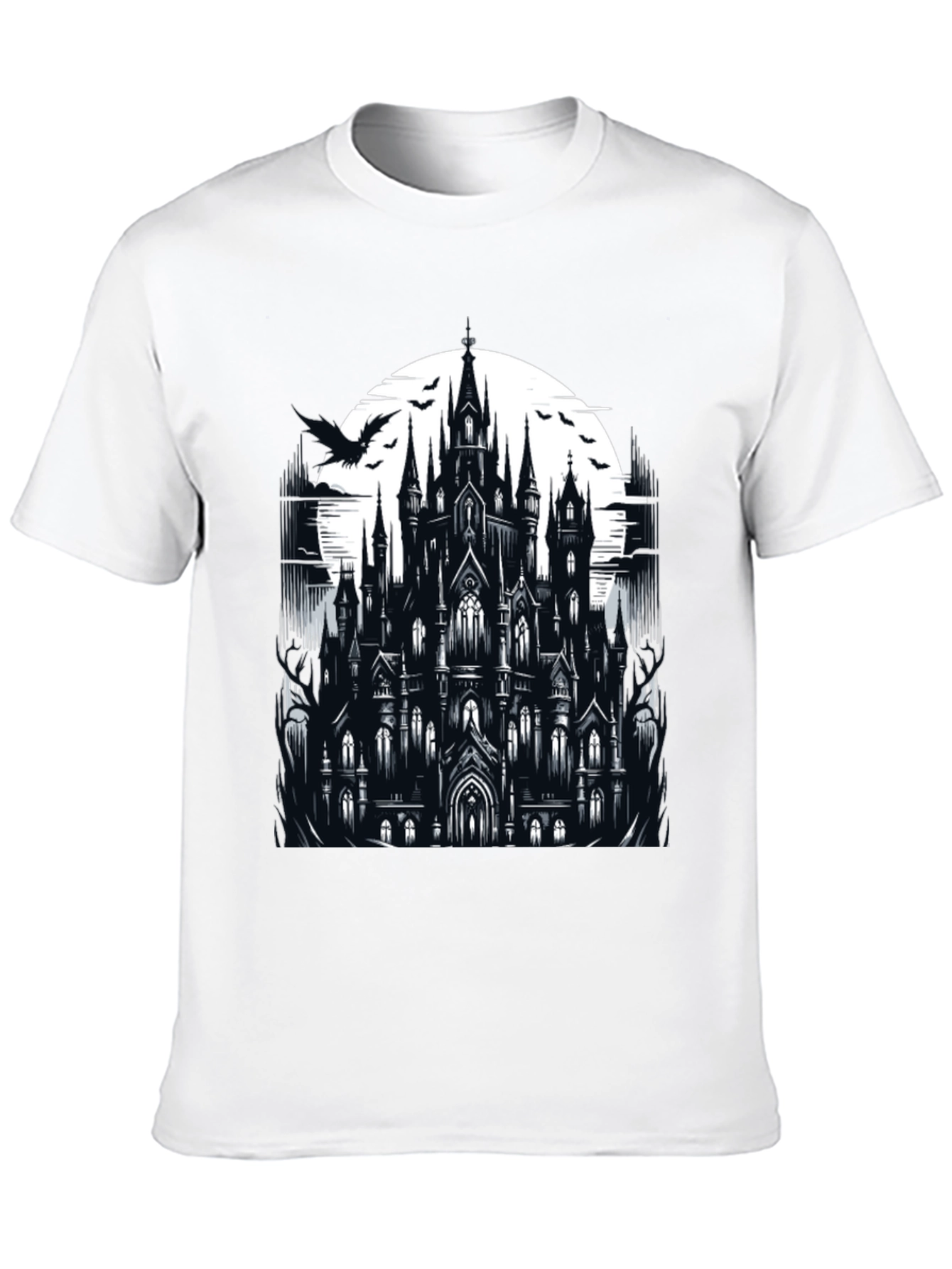 Gothic Castle Graphic Tee - Dark Fantasy T-Shirt