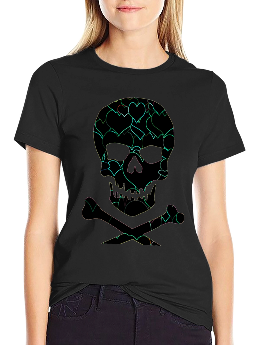 Heart Skull Graphic Tee - Edgy Style