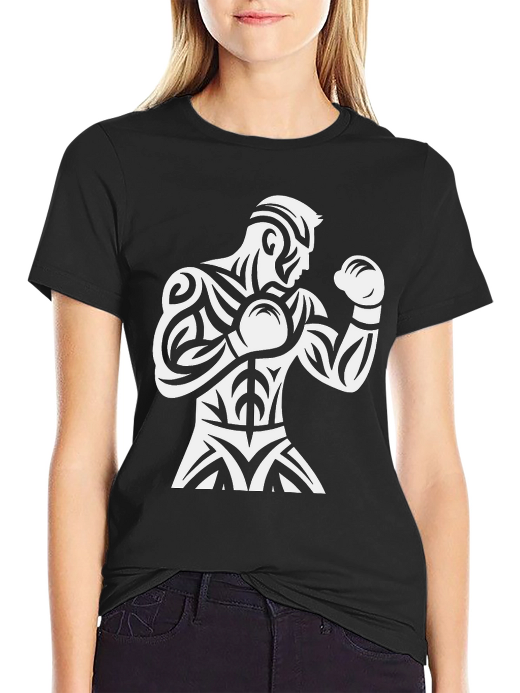 Boxer Graphic Tee - Black Triblal Design Shirt