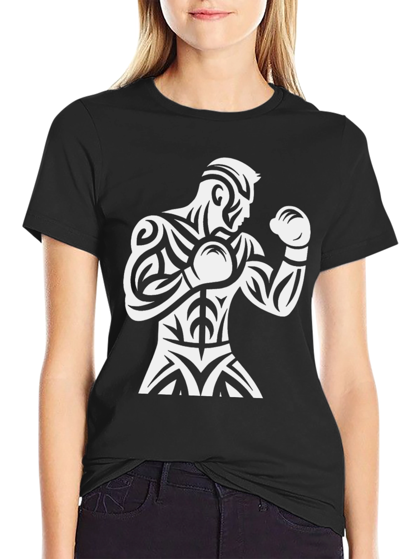 Boxer Graphic Tee - Black Triblal Design Shirt