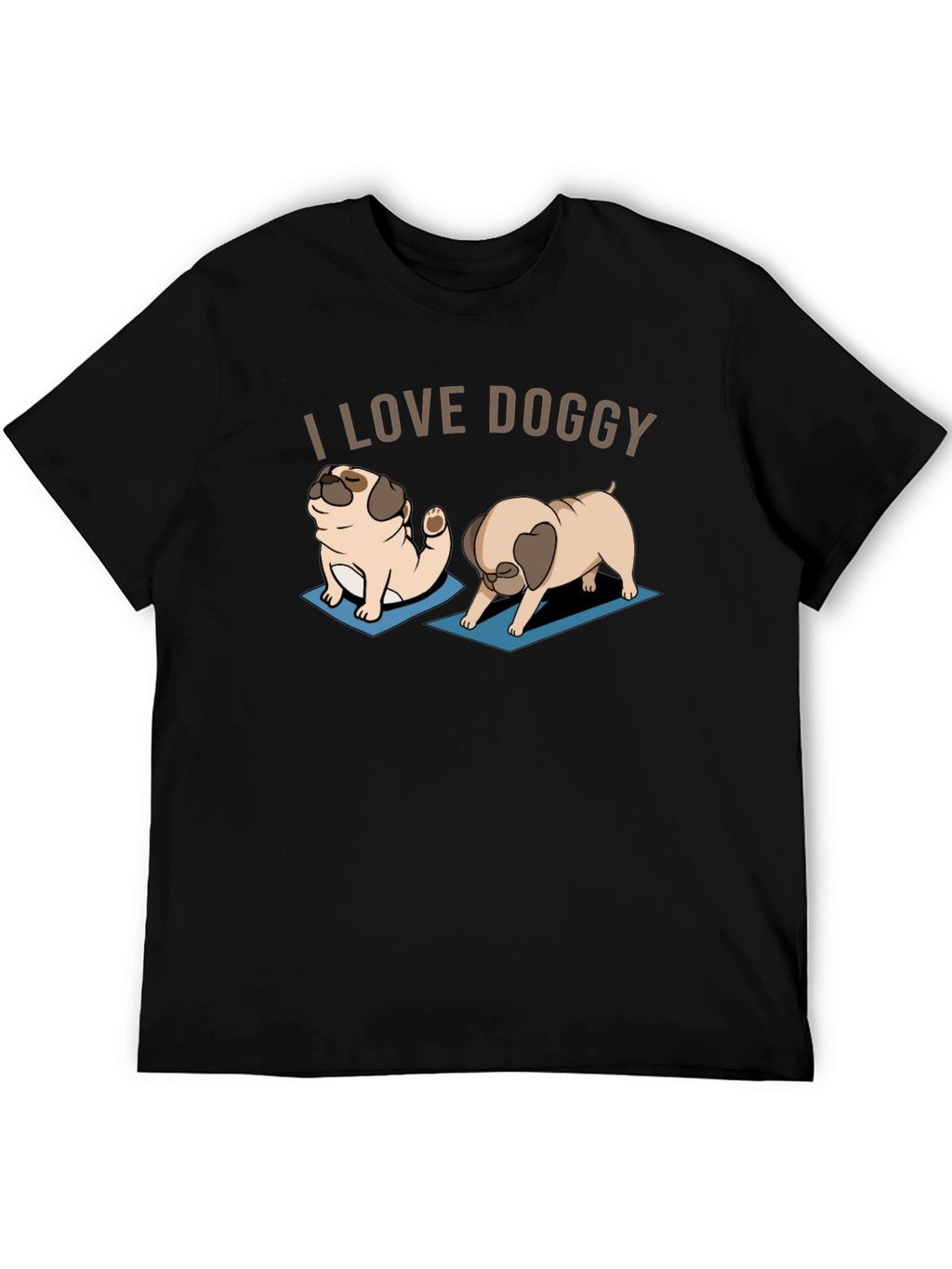 I Love Doggy Yoga Pug T-Shirt