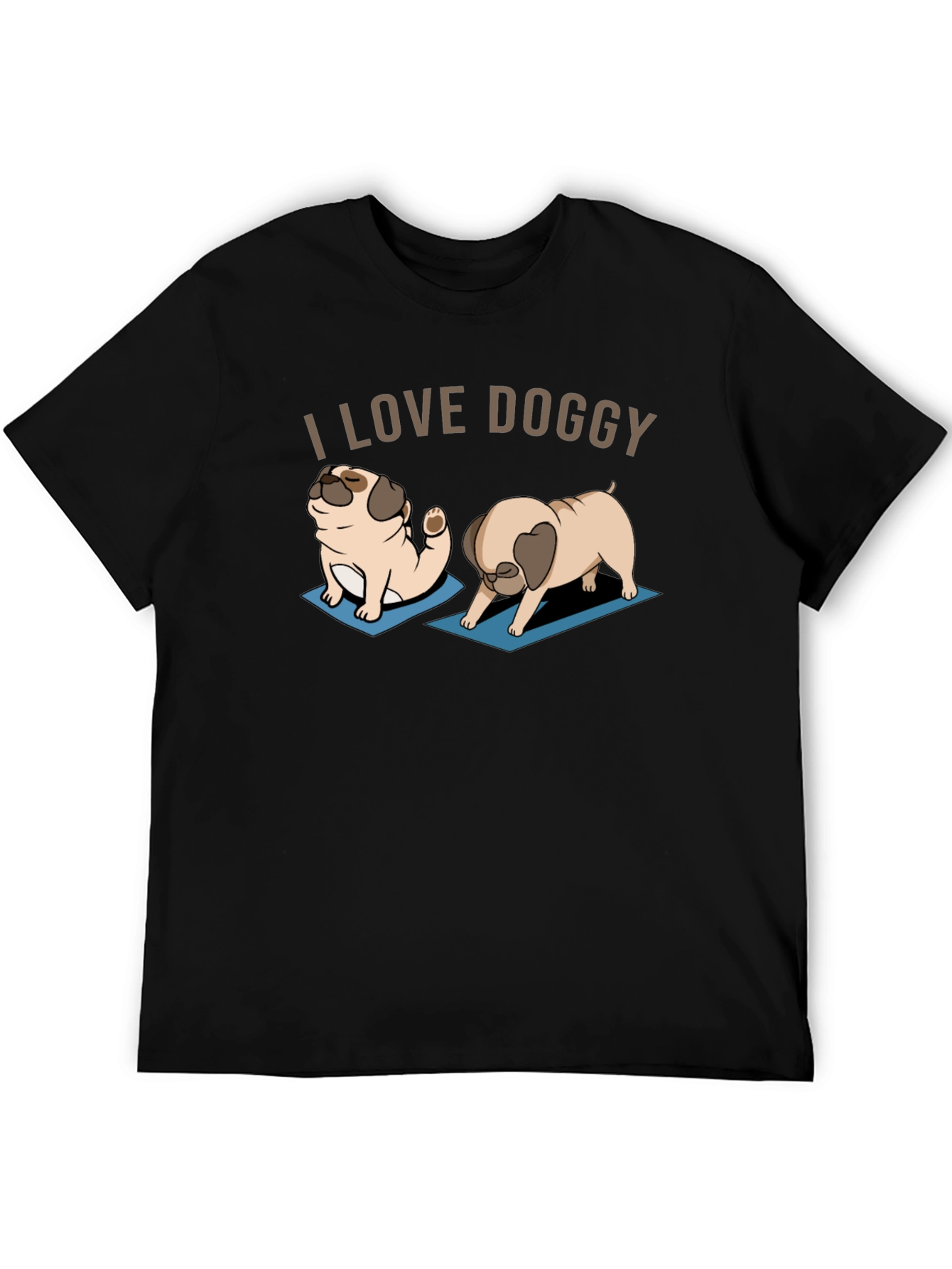 I Love Doggy Yoga Pug T-Shirt