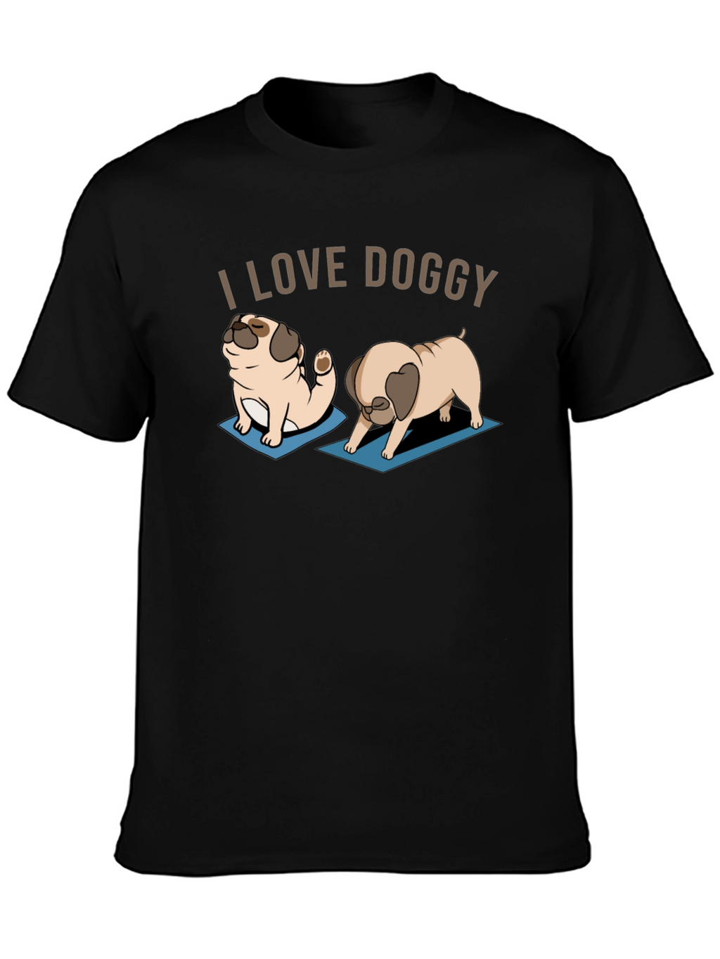 I Love Doggy Yoga Pug T-Shirt