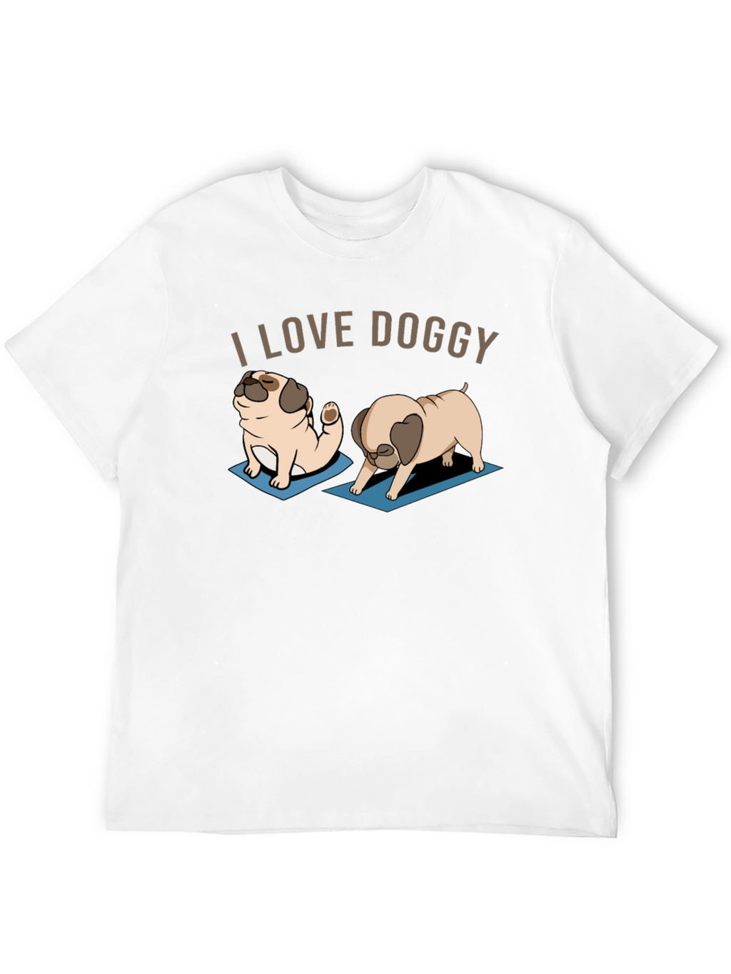 I Love Doggy Yoga Pug T-Shirt