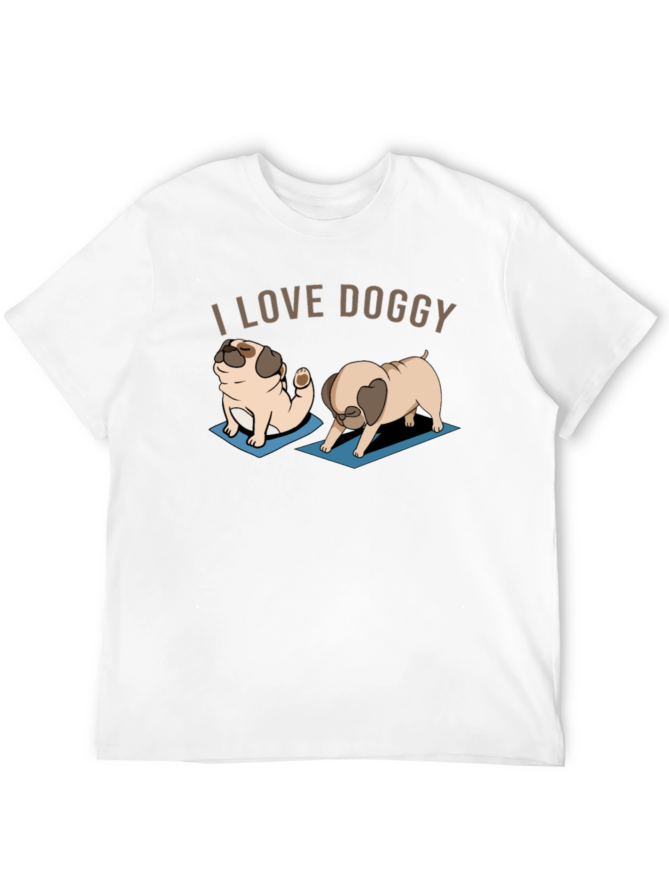I Love Doggy Yoga Pug T-Shirt