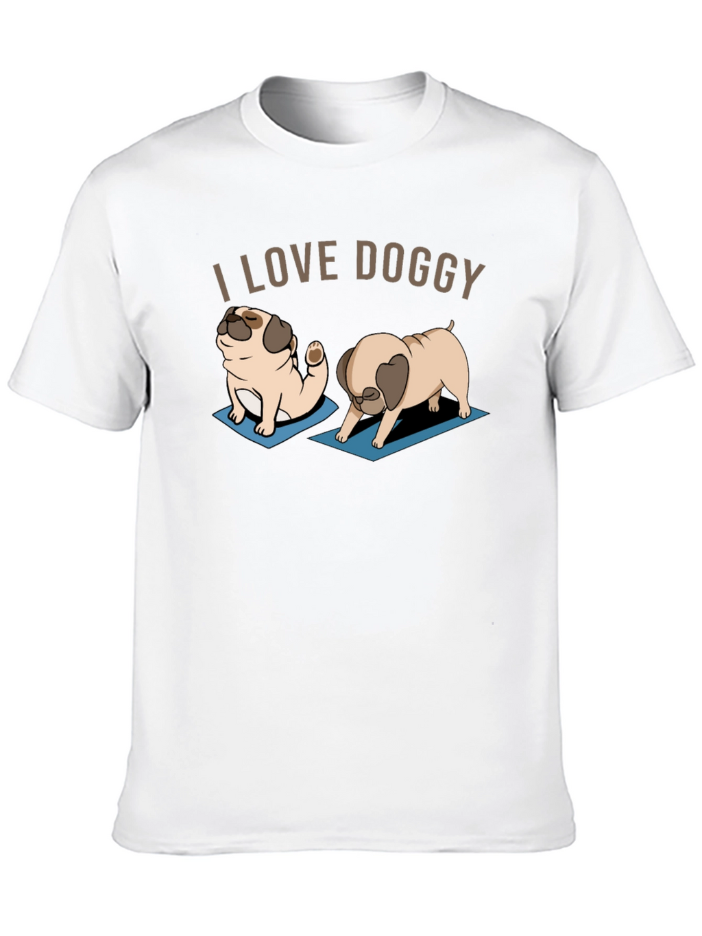 I Love Doggy Yoga Pug T-Shirt