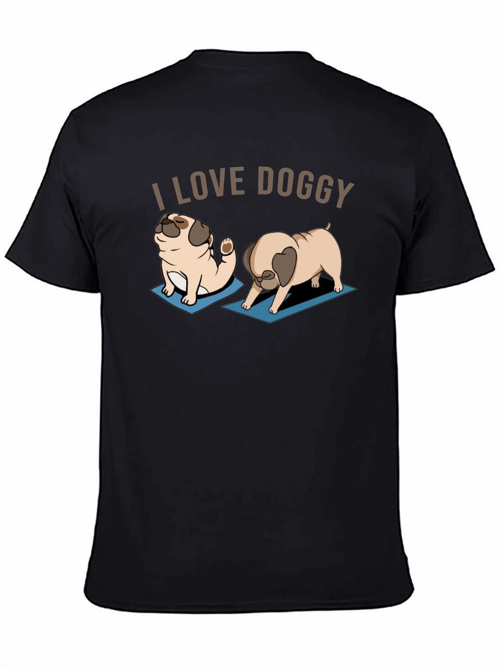I Love Doggy Yoga Pug T-Shirt