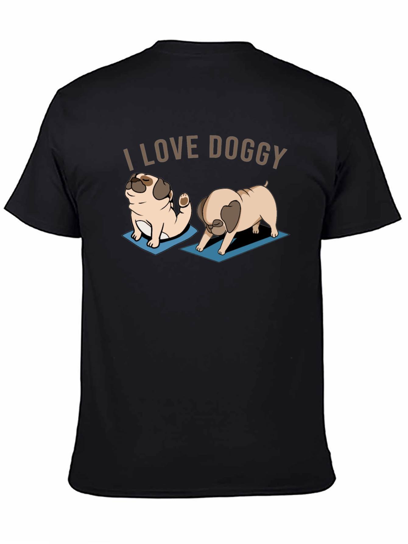 I Love Doggy Yoga Pug T-Shirt