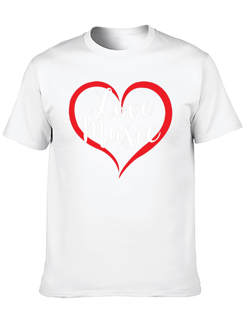 Love Music Graphic T-Shirt - Heart Design