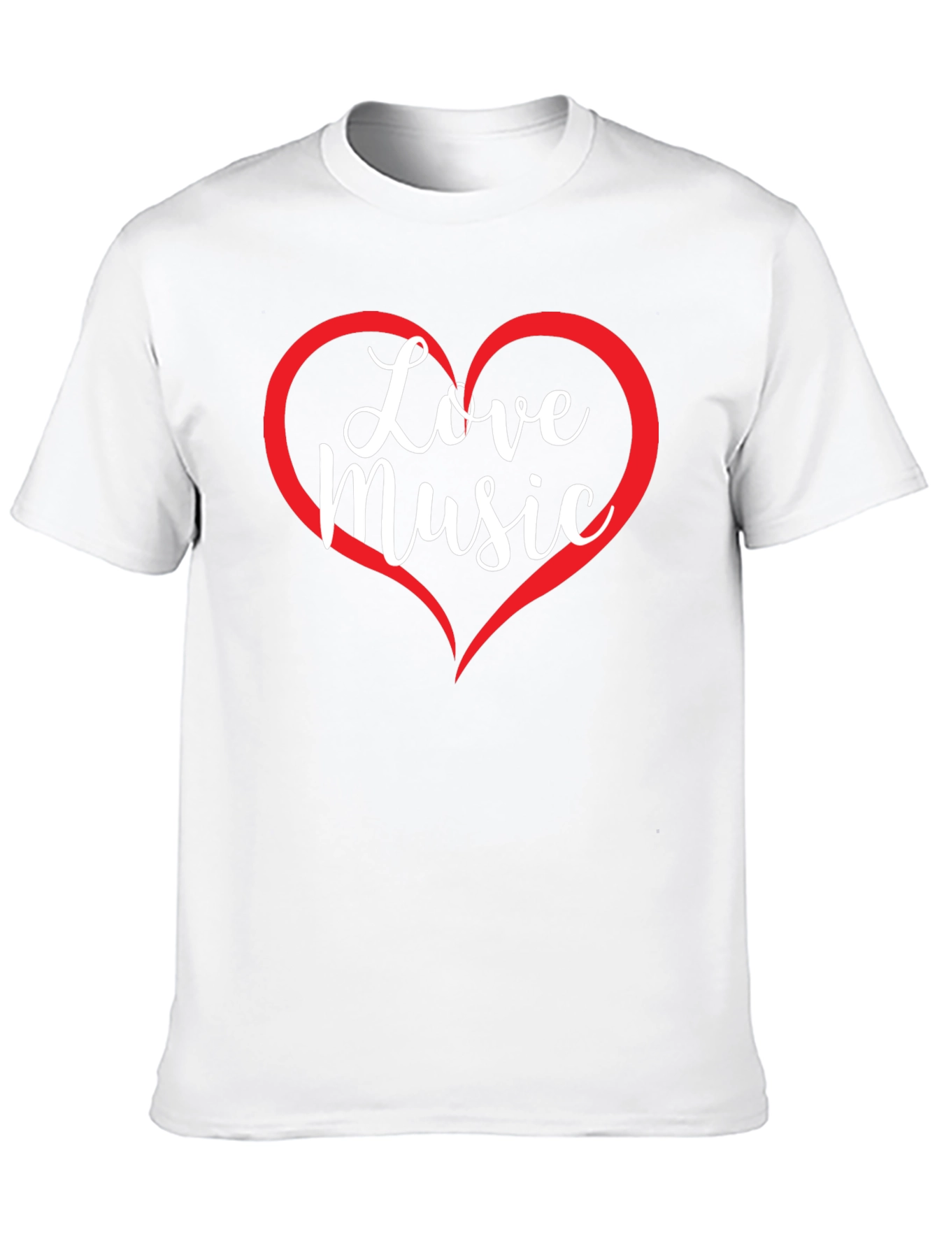 Love Music Graphic T-Shirt - Heart Design