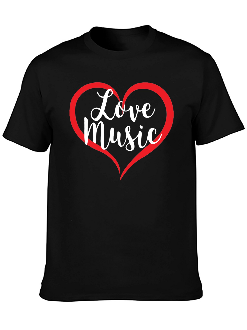 Love Music Graphic T-Shirt - Heart Design