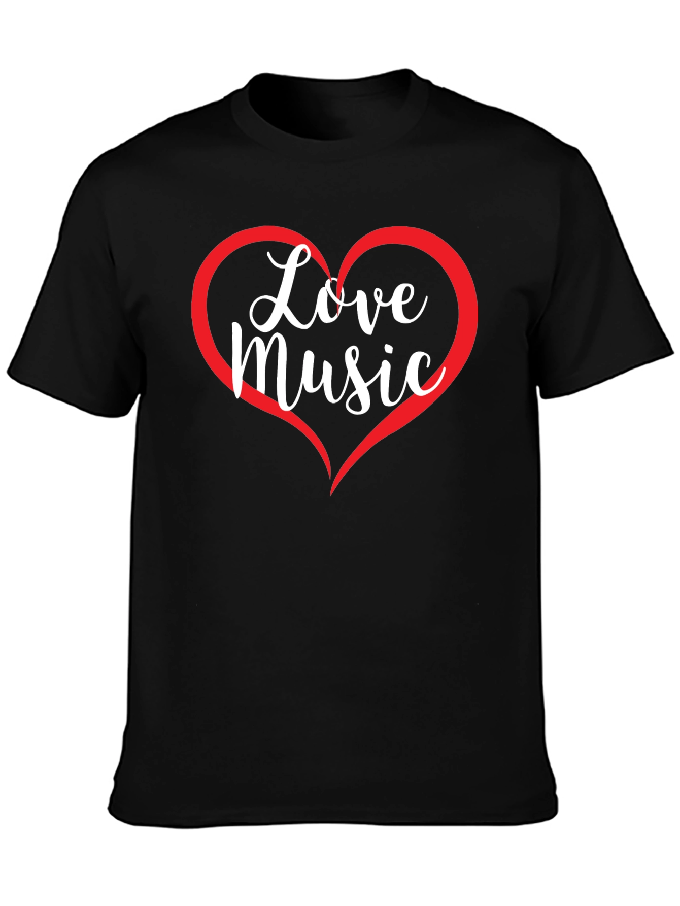 Love Music Graphic T-Shirt - Heart Design