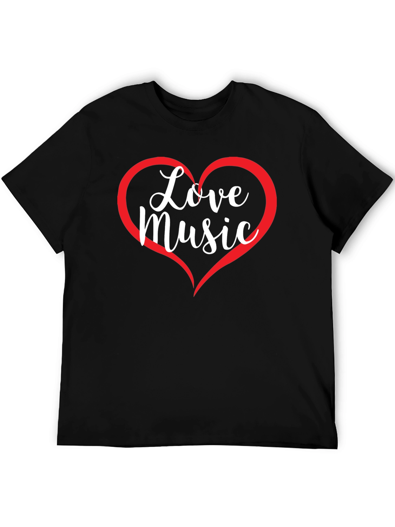 Love Music Graphic T-Shirt - Heart Design