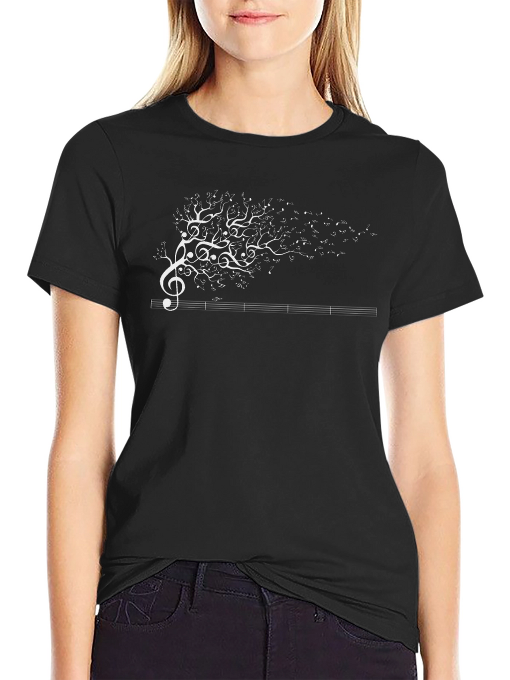 Musical Note Tree Black T-Shirt