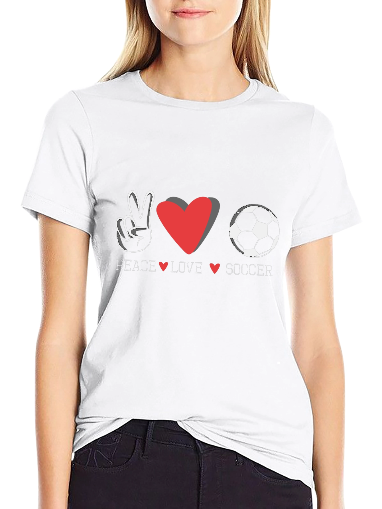 Peace Love Soccer Graphic T-Shirt
