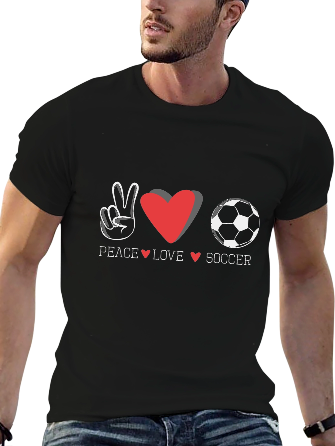 Peace Love Soccer Graphic T-Shirt