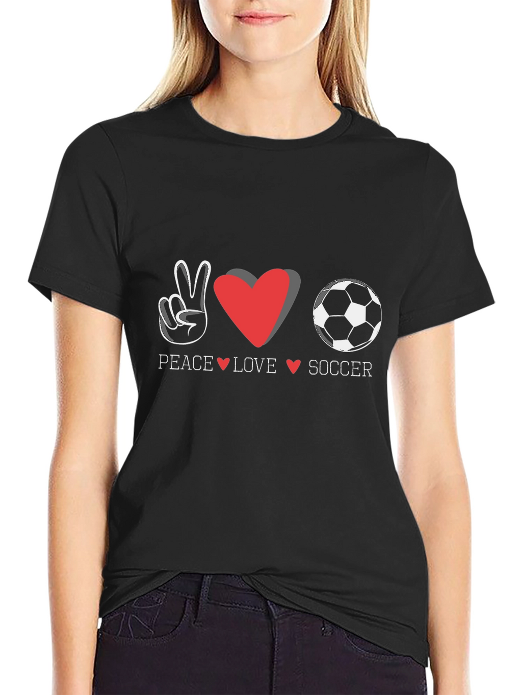 Peace Love Soccer Graphic T-Shirt