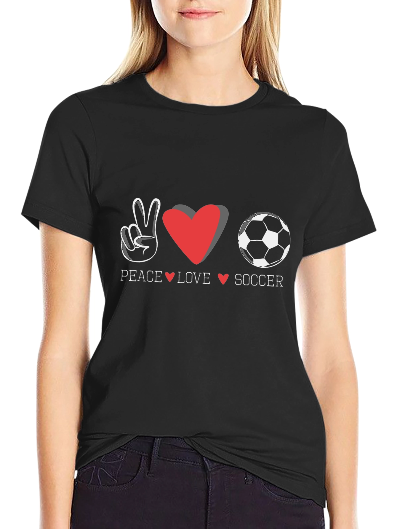 Peace Love Soccer Graphic T-Shirt