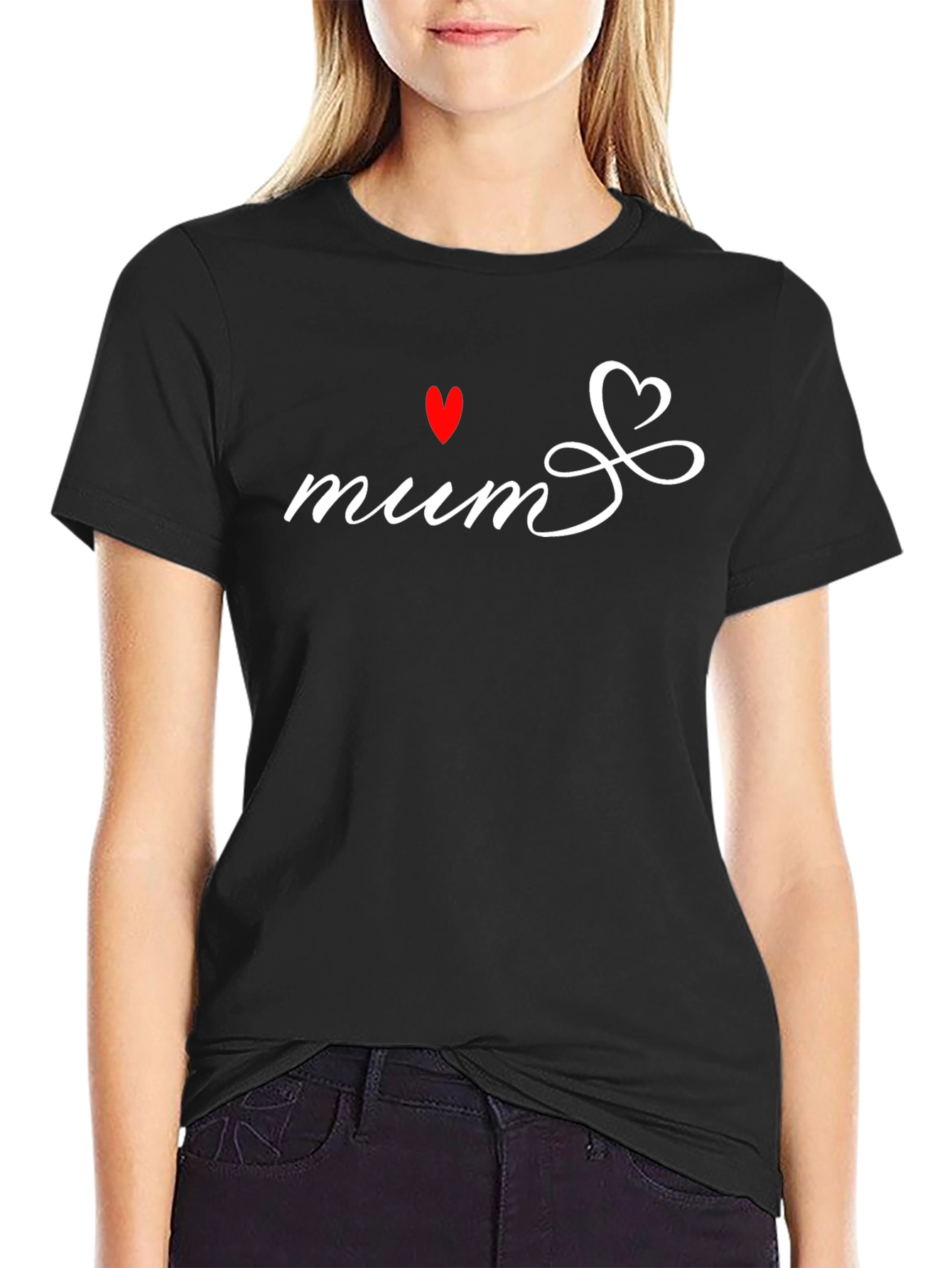 Mum Heart Graphic Black T-Shirt