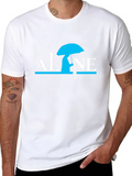 Alone Umbrella Graphic Black T-Shirt
