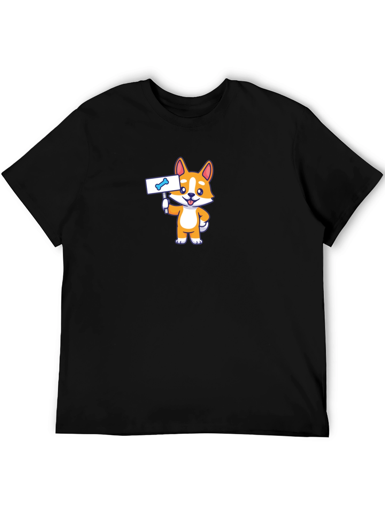 Corgi Dog Bone Sign Black T-Shirt - Cute Pet Tee