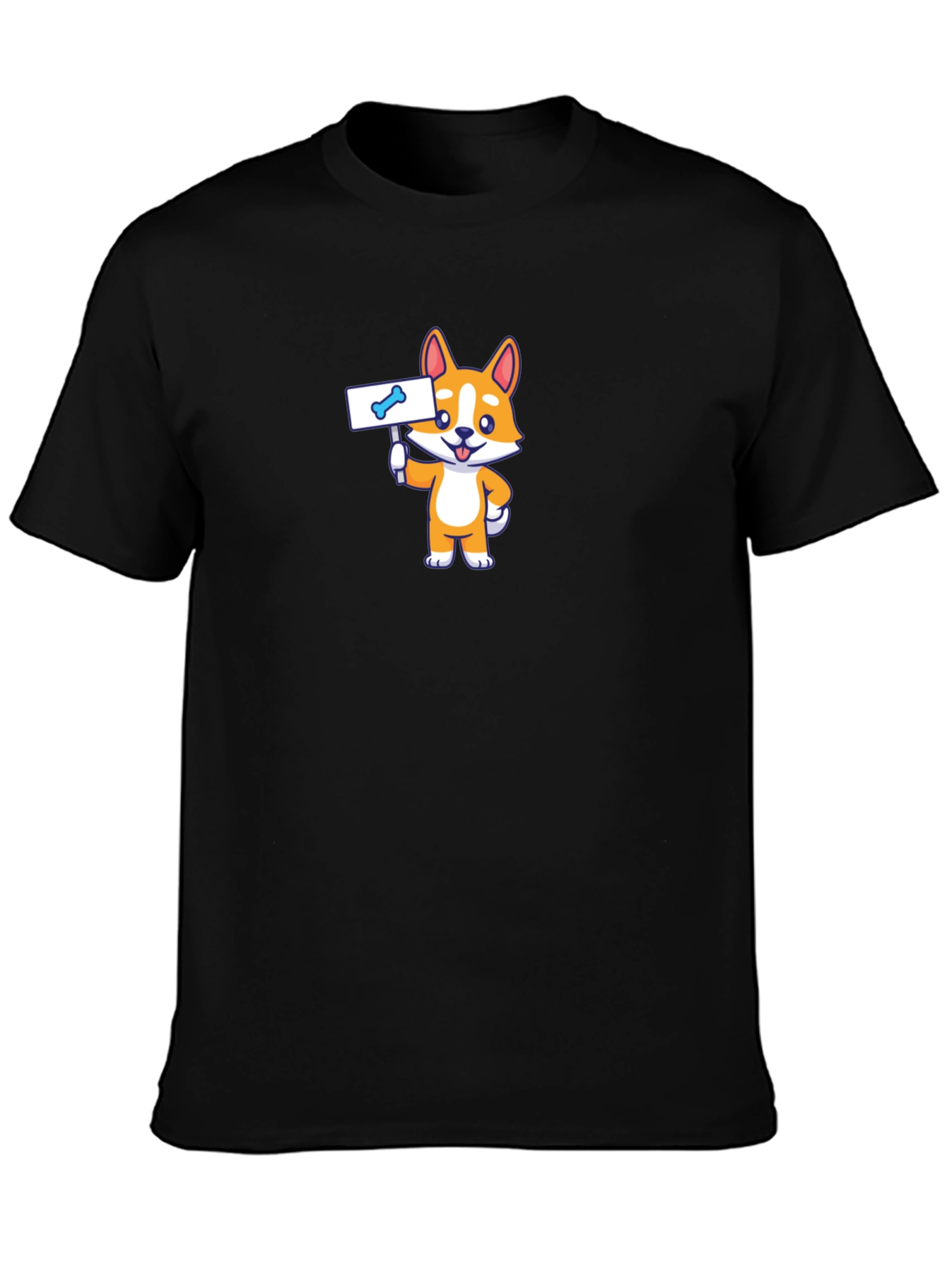 Corgi Dog Bone Sign Black T-Shirt - Cute Pet Tee