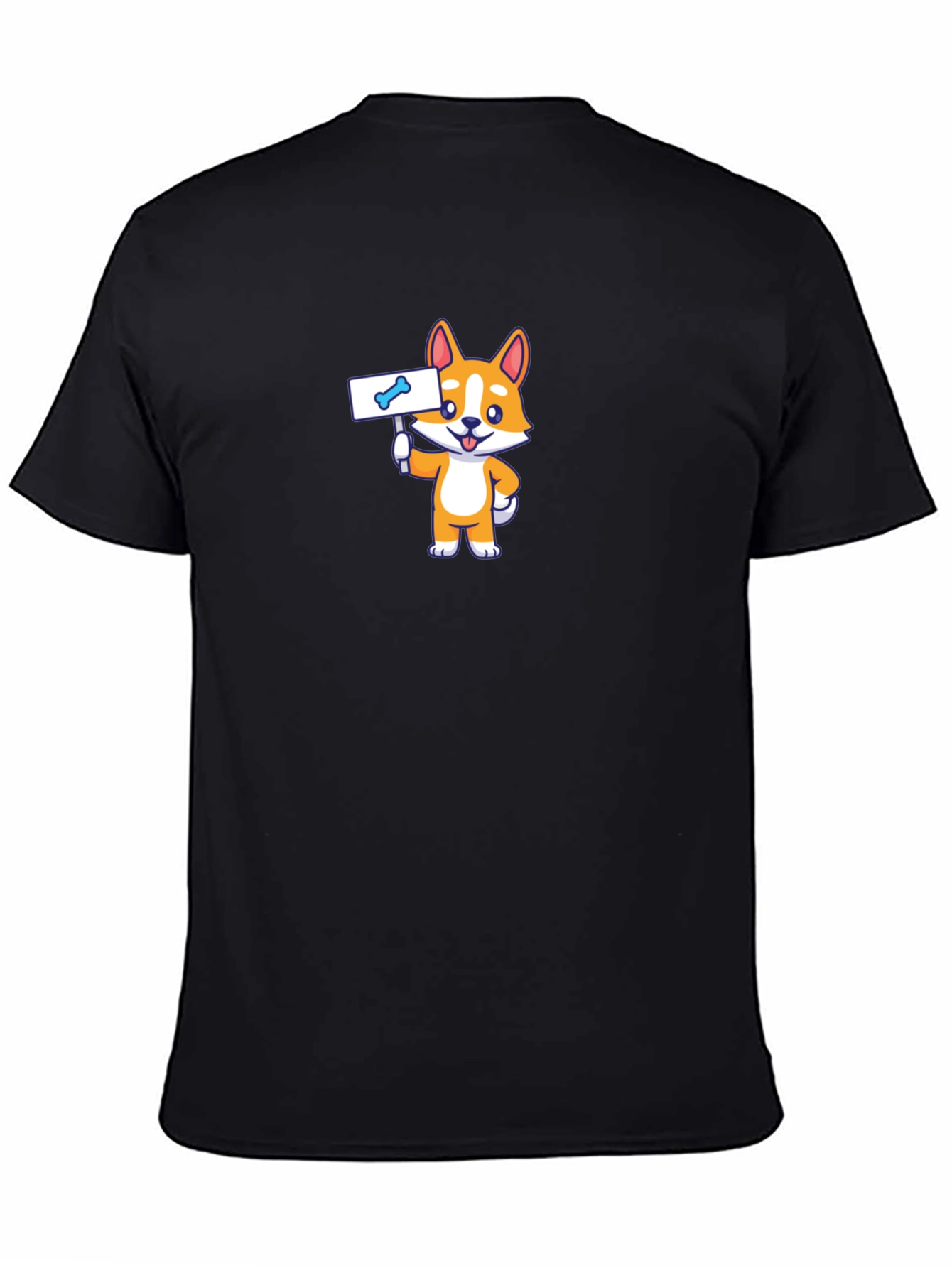 Corgi Dog Bone Sign Black T-Shirt - Cute Pet Tee