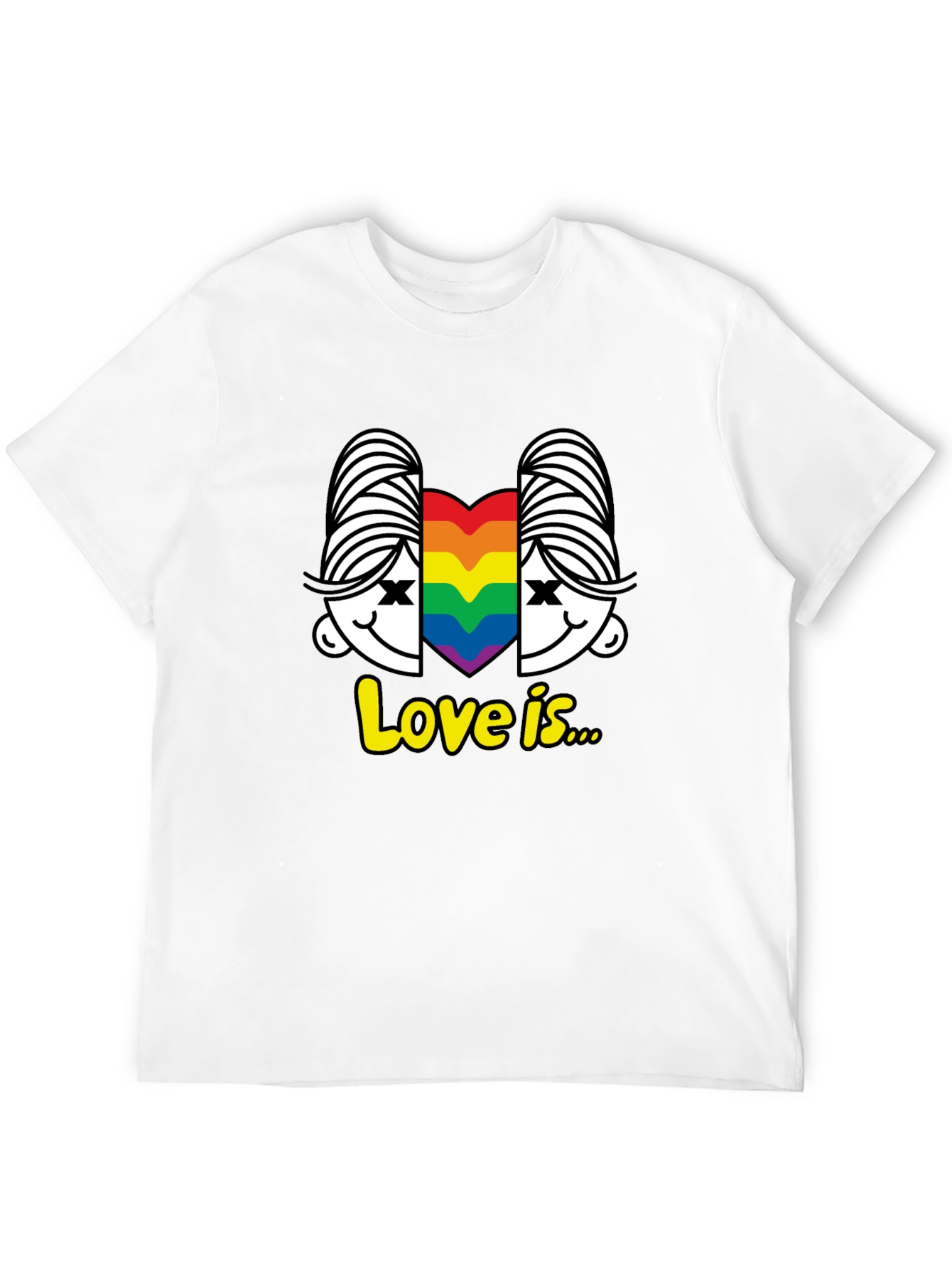 Love Is T-Shirt LGBT Pride Tee Rainbow Heart